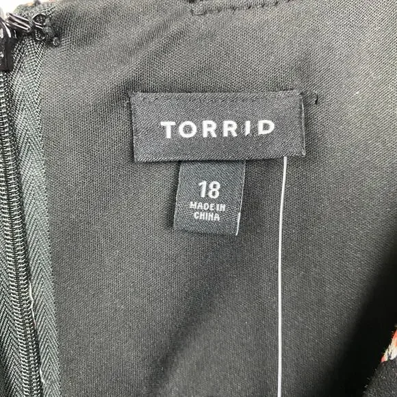 Torrid Black Floral Sleeveless Fit&Flare Party Dress Sz.18W NWT - Picture 6 of 14